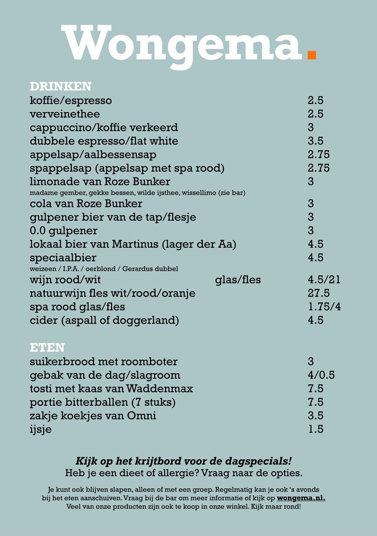 menu wongema